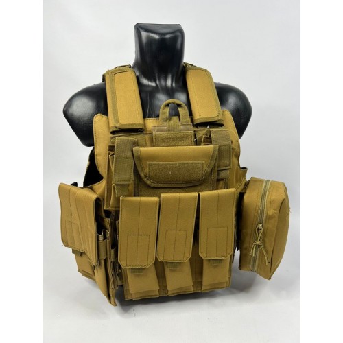 Тактический разгрузочный жилет «5 / пять карманов» с подсумками Tactical Molle Plate Carrier для съемных бронепластин в Керчи